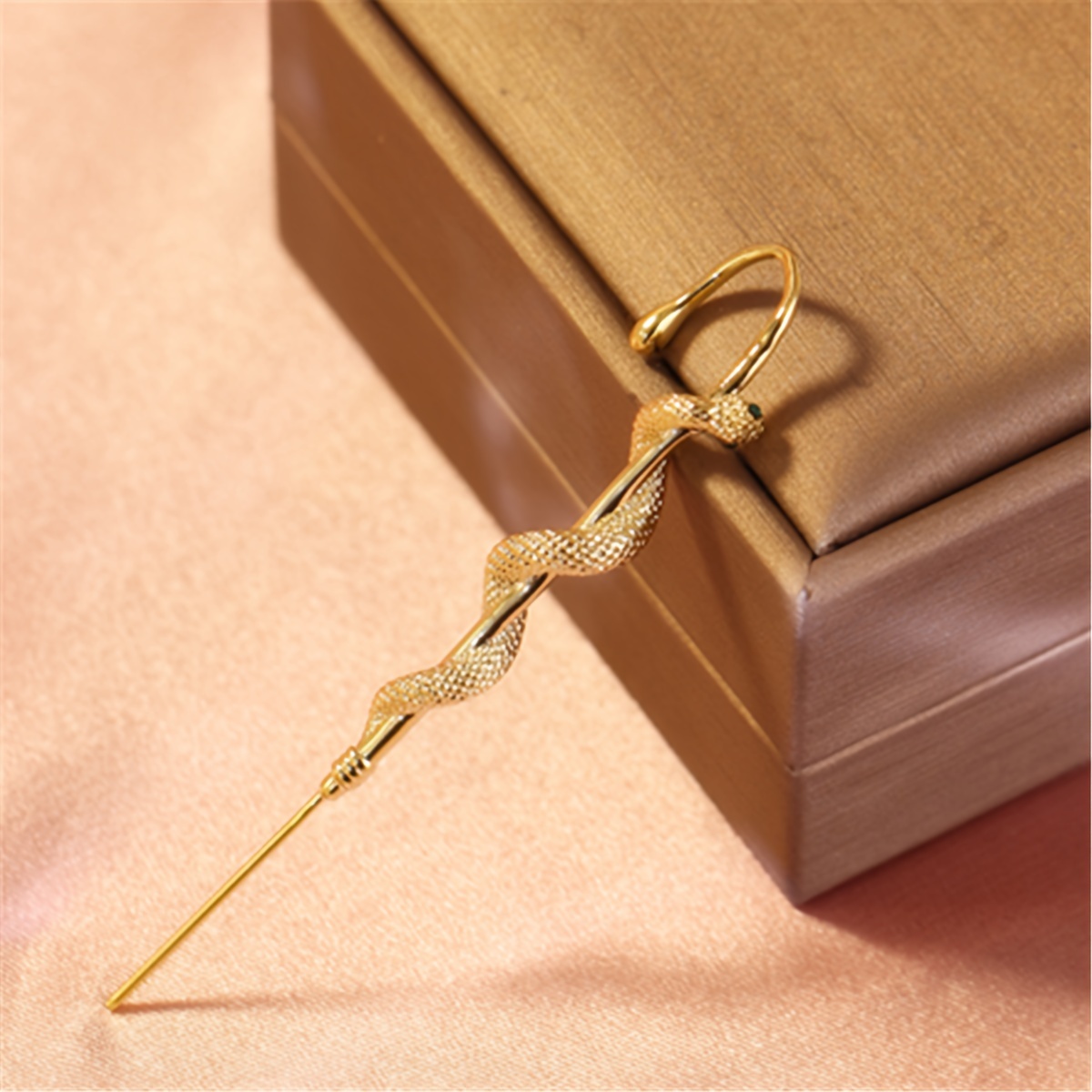 Snake Long Ear Studs with CZ Copper Earrings